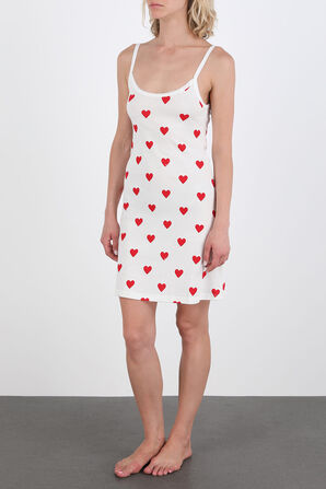 Iconic Heart Print Strappy Dress in White PETIT BATEAU